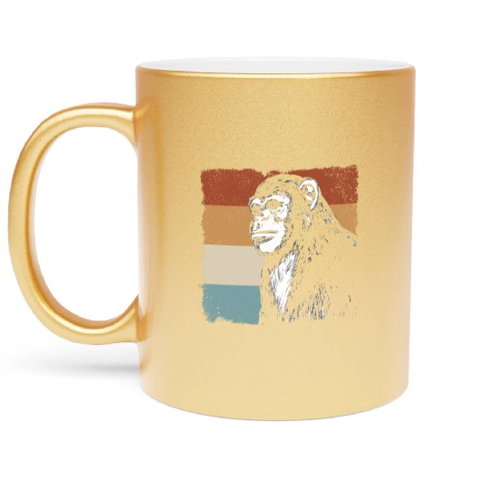 Monkey Chimpanzee Orangutan Monkey - Retro Monkey Metallic Mugs