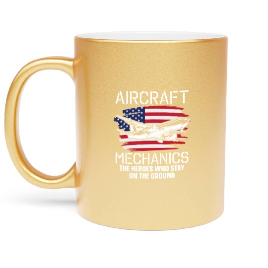 Aircraft Mechanic Us Flag Metallic Mugs