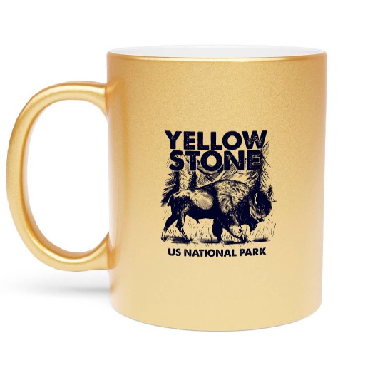 Distressed Quote Bison Retro YStone US Nation Metallic Mugs