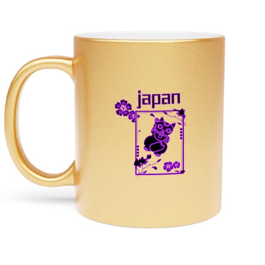 Japan Neon lucky Cat Metallic Mugs