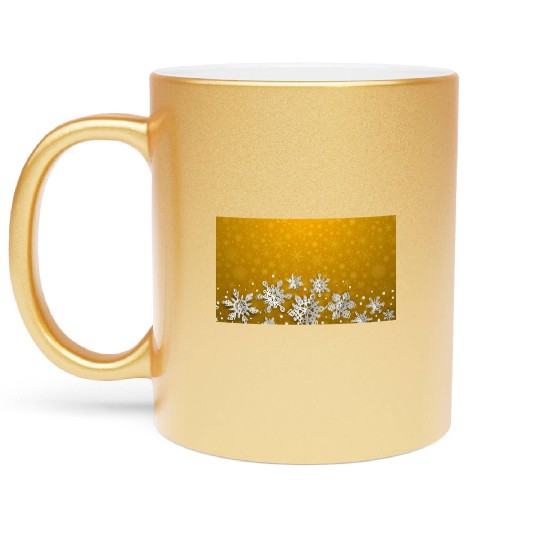 Yellow Snowflakes Pattern Metallic Mugs