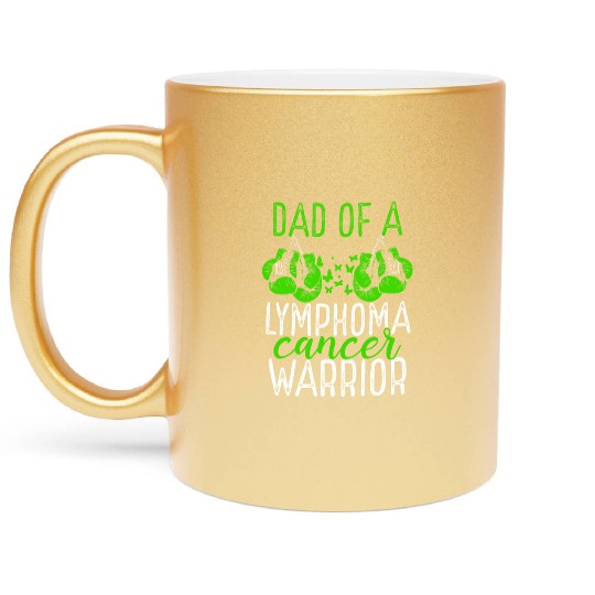 Dad Lymphoma Cancer Awareness Fathers Day Papa Metallic Mugs
