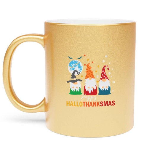 Happy Hallothanksmas Gnomes Lover Halloween Metallic Mugs