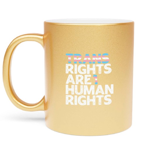 LBGT Flag Gay Pride Trans rights are human rights Metallic Mugs