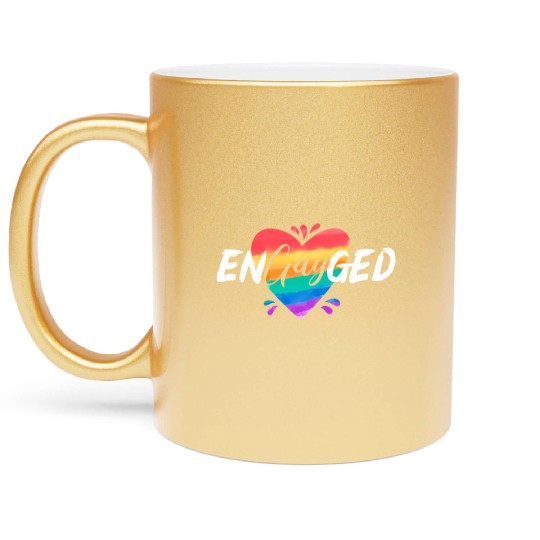 Engayged Rainbow Pride Month LGBTQ Gay Pride Metallic Mugs