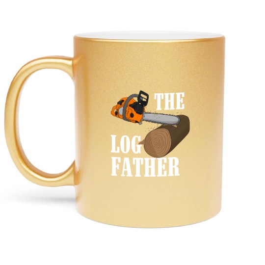 Lumberjack Orange Chainsaw Metallic Mugs