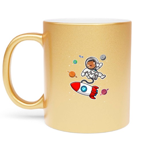 capybara astronaut in space Funny Rodent Lover Pun Metallic Mugs
