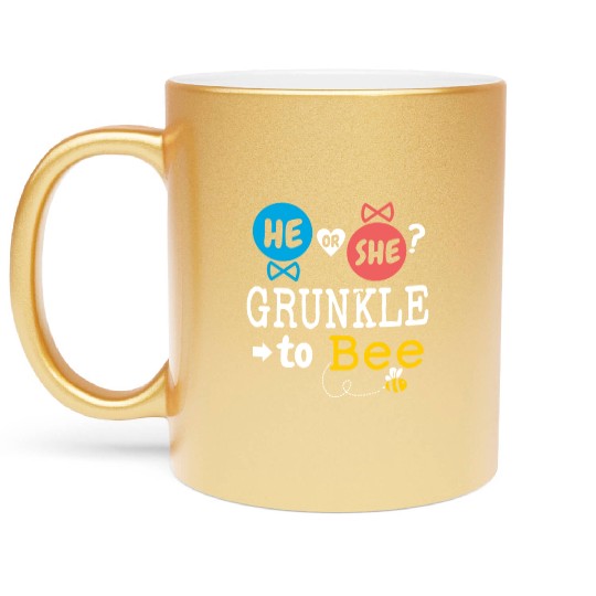 He or She Grunkle To Bee Gender Reveal Family Metallic Mugs