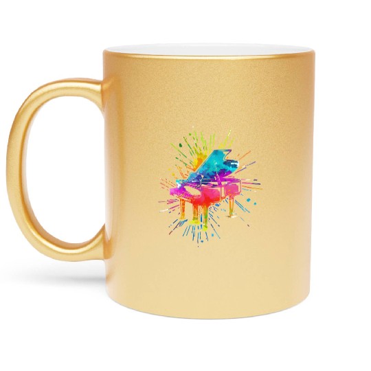 Piano, Pianist Metallic Mugs
