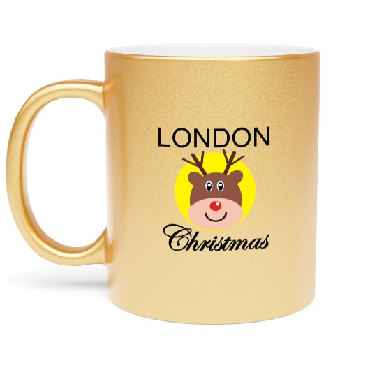 Funny Christmas Rudolph gift for Londoner Metallic Mugs