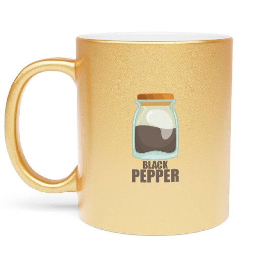 Black Pepper Spice Flavor Food Cooking Metallic Mugs