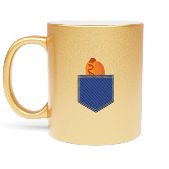Cute Pocket Hotdog Love Funny Kawaii Meme Sweet Metallic Mugs