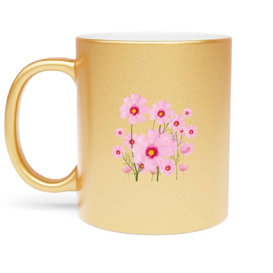 pink bouquet painted with watercolor Metallic Mugs
