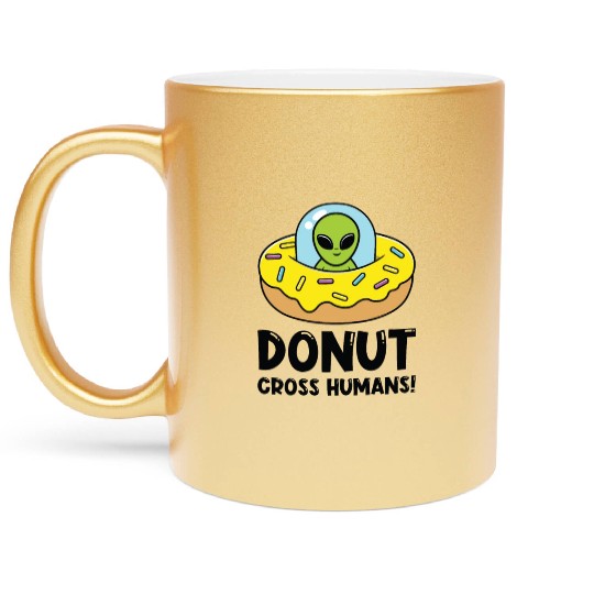 Space Area 51 Donut UFO Cute Alien Head Metallic Mugs