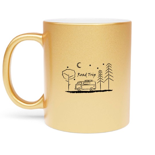 Road trip – your heart beats for camping Metallic Mugs