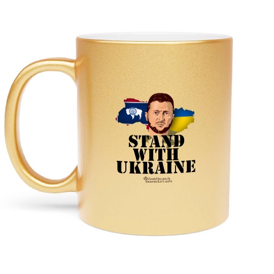 Ukraine Wyoming Flags Zelensky Metallic Mugs