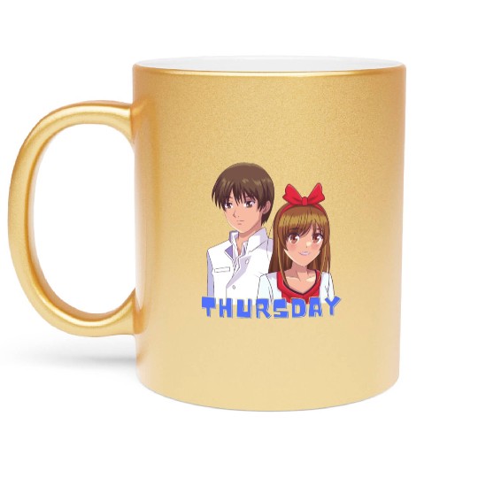 Anime Boy and Girl Day of The Week Thursday Metallic Mugs