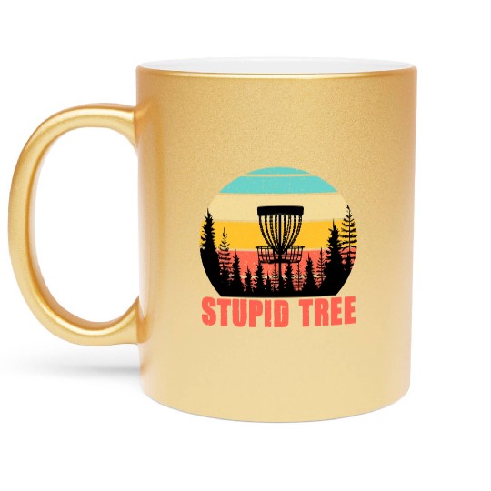 Disc Golf Funny Stupid Tree Retro Disc Golf Gift Metallic Mugs
