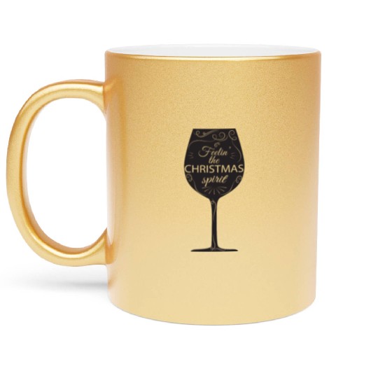Christmas Drinking Wine, Beer, and Liquor Feelin' Metallic Mugs