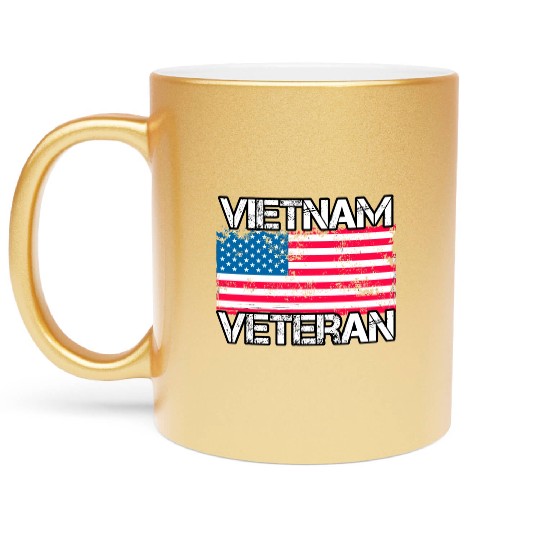 Vietnam Veteran Vintage Us Flag Military Vet Metallic Mugs