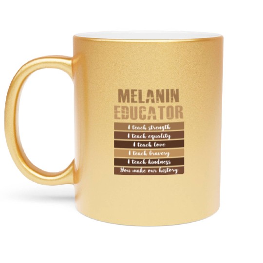Dope Melanin Teacher Black Teachers Dope Black Edu Metallic Mugs