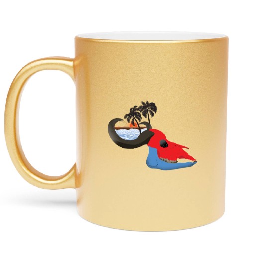 buffalo skull colorful Metallic Mugs