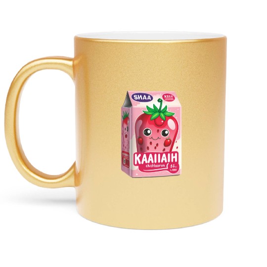 Strawberry Milk Kawaii Metallic Mugs