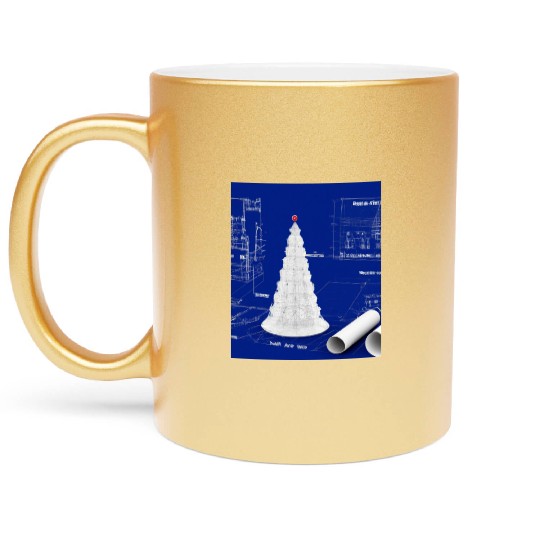 Christmas Blueprint Christmas Tree Blueprint Metallic Mugs