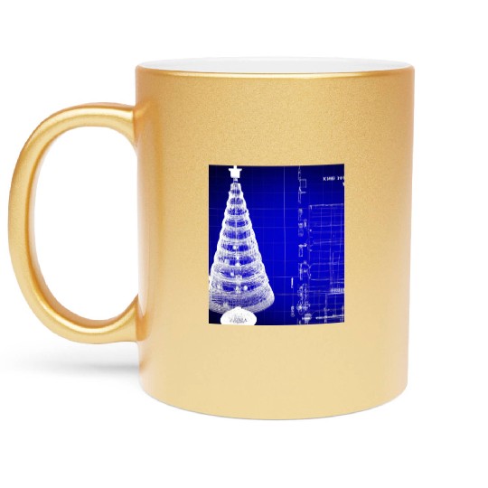 Christmas Blueprint Christmas Tree Blueprint Metallic Mugs