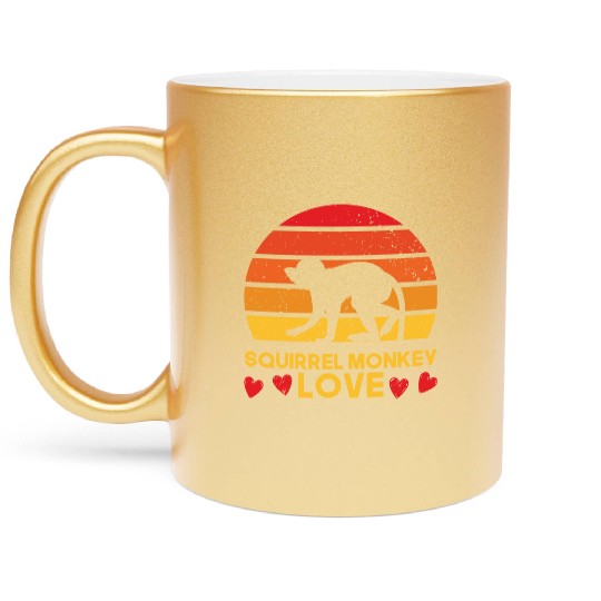 I love squirrel monkeys sunrise design Metallic Mugs