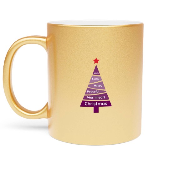 Minimalist Dark Orchid Purple Christmas Pine Metallic Mugs