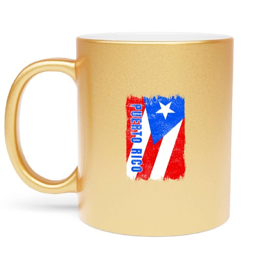 Puerto Rico flag Metallic Mugs