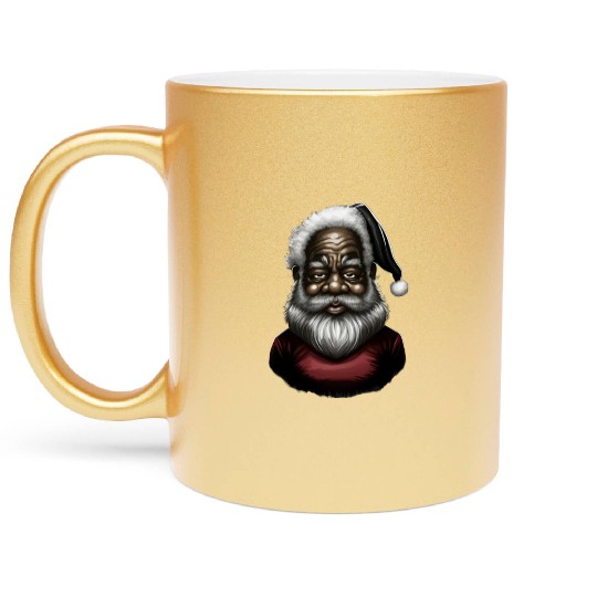 Black Santa, African American Santa Claus Metallic Mugs