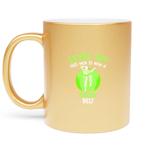 Level Up! This men is now a green belt Metallic Mugs