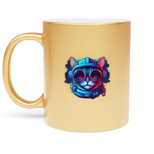 Space Cat Metallic Mugs