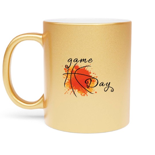 Game Day Basketball Lightning Bolt Metallic Mugs