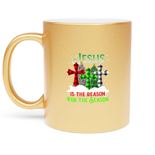 Jesus Is the Reason for the Season Holiday Christm Metallic Mugs