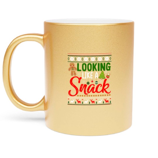 Looking Like A Snack Funny Christmas Cookie Ugly Metallic Mugs