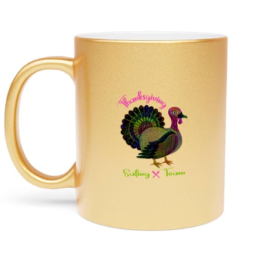 Thanksgiving eating team Metallic Mugs
