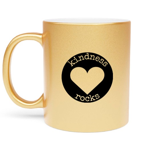 Kindness Rocks Black Peekaboo Heart Metallic Mugs