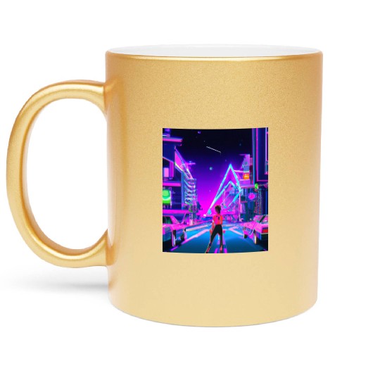 Vaporwave Car Synthwave Girl Metallic Mugs
