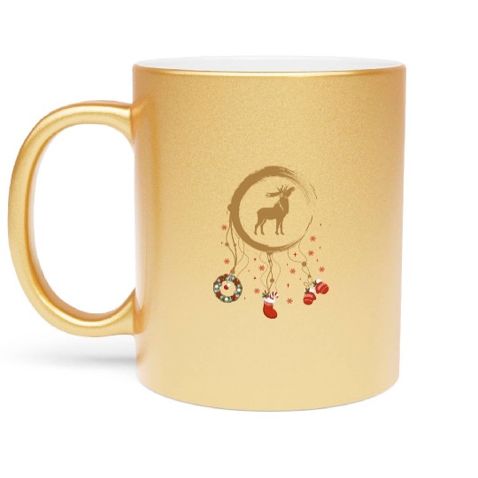 Winter dreamcatcher Christmas Moose Metallic Mugs