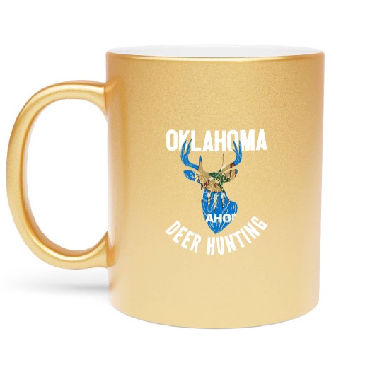 Oklahoma Deer Hunting Buck Stag Hunter Metallic Mugs