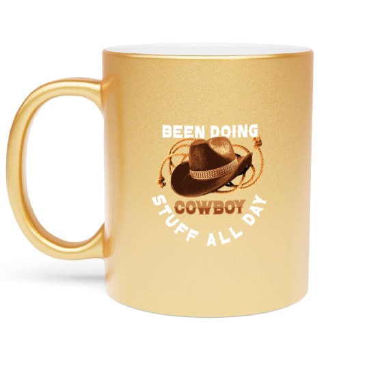 Cowboy Barn Bull Rider Rodeo Country Western Gift Metallic Mugs