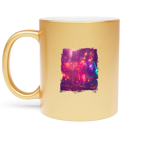 Cool Japanese World Japan Neon City Metallic Mugs