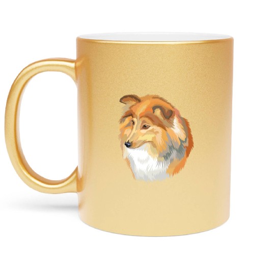 Cute Sheltie Dog Watercolor Painting Metallic Mugs