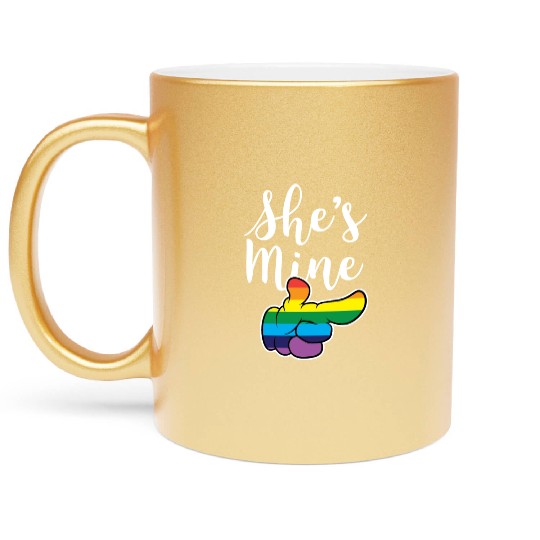 Matching Lesbian Couple She's Mine Part2 Metallic Mugs