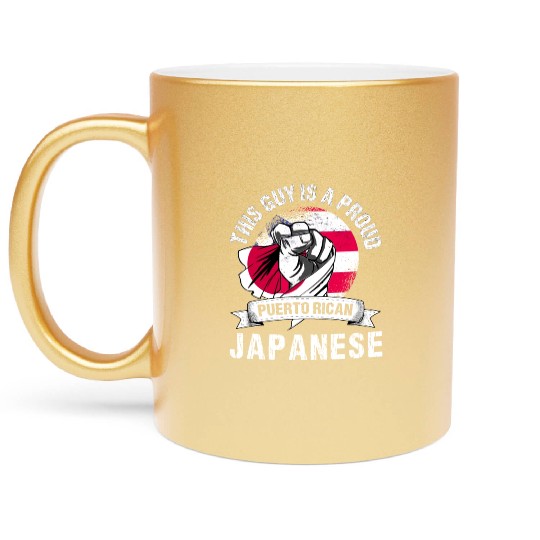 Puerto Rico Flag Japan Grown Men Boys Guy Metallic Mugs