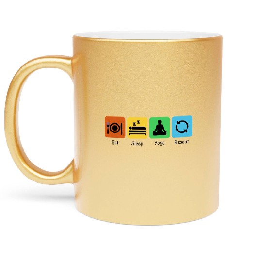 Eat, Sleep, Yoga, Repeat | Yoga Meditation Metallic Mugs
