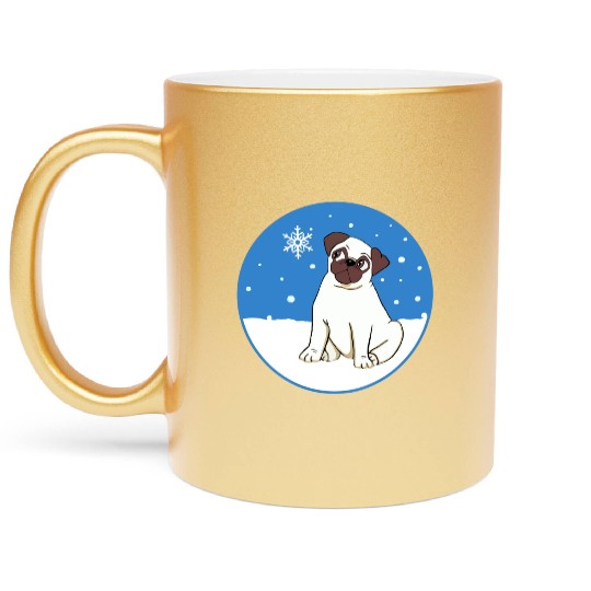 Curious Pug Metallic Mugs